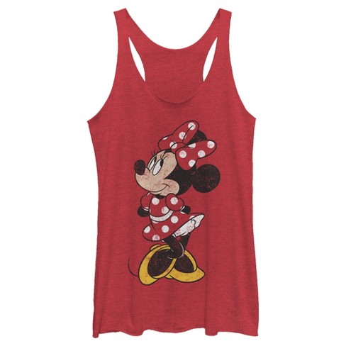 Women's Mickey & Friends Minnie Mouse Portrait Distressed Racerback Tank  Top - Red Heather - Medium