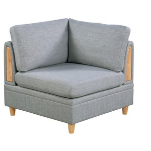 Okak Modern Upholstered Sofa Couch with Wooden Legs Corner Wedge Dorris Fabric 1pc Cushion Wedge Sofa for Living Room, Gray - 1 of 4