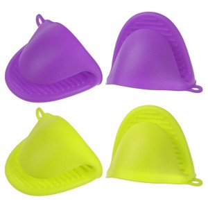 Unique Bargains Heat Resistant Kitchen Utensil Sets Silicone Oven Mitts 4 Pcs - 1 of 4