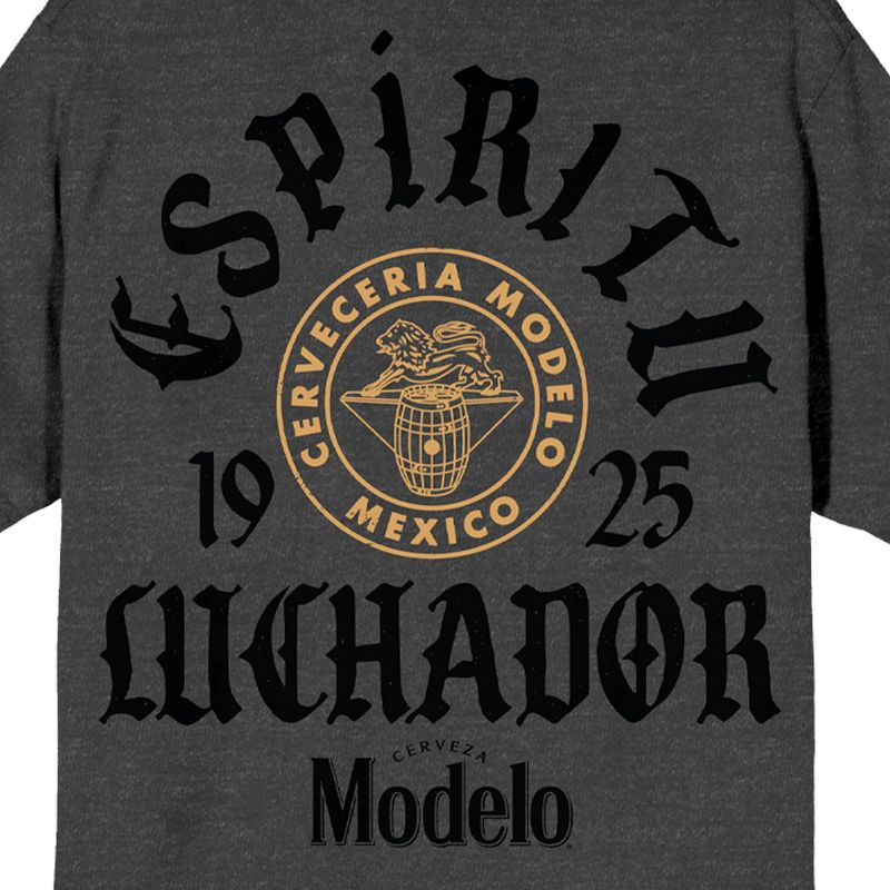 Modelo Espiritu Luchador 1925 Mexico Badge Crew Neck Short Sleeve Charcoal Heather Men's T-shirt, 4 of 5