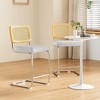 AZL1 Life Concept Dining Sets 2 Pcs 24 inch Armless Bar Stools, Upholstered Velvet Barstools, Rattan Back for Kitchen, Gray, 18.9"*17.7"*37.4" - 4 of 4