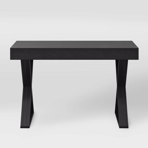 CorLiving Folio Cross Leg Farmhouse Desk Rich Brown: Modern Office Writing Desk with Drawer, Laminated Particle Board - 1 of 4