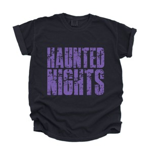 Haunted Nights Block Distressed - Women's Garment Dyed Graphic T-Shirt - 1 of 4