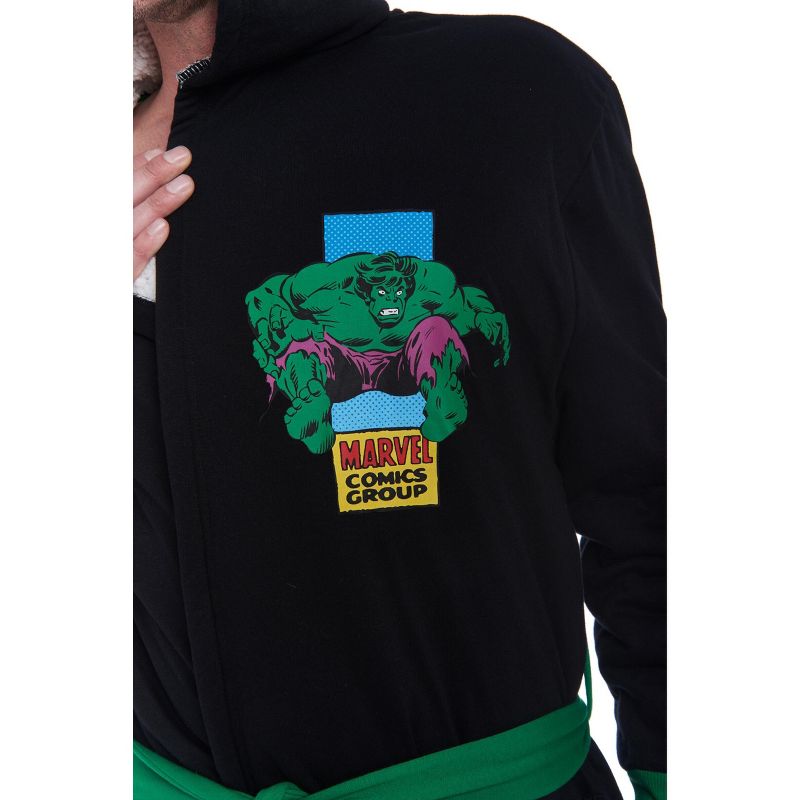 Marvel Avengers Hulk Adult French Terry Long Sleeve Pajama Sleep Robe, 5 of 6