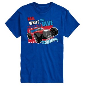 Men's - Hot Wheels - Rad White Blue Classic Car Short Sleeve Graphic T-Shirt - 1 of 3