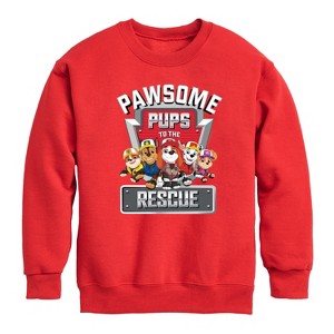 Boys' - Paw Patrol - Pawsome Pups To The Rescue Graphic Long Sleeve Fleece Sweatshirt - 1 of 4