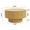 29.5" Modern Wood Round Coffee Table with Storage and 2 Beige PU Dining Chairs, Upholstered Seating Set for Living Room - 3irtyhousy - 4 of 4