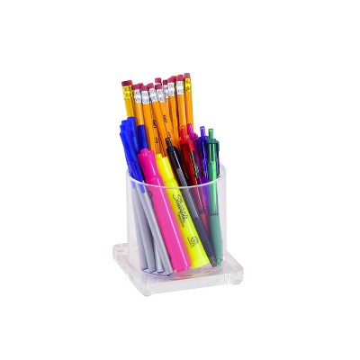 Large Clear Acrylic and Rubber Pencil Cup Holder