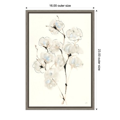 Summer Cotton Blooms on Canvas with Gray Frame