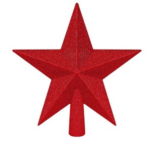 Aoibox 8 Inch Red Glitter 3D Star Christmas Tree Topper Waterproof Shatter Proof Plastic for 4 to 8 ft Trees Holiday Indoor Outdoor Decor 1 Piece - 1 of 4