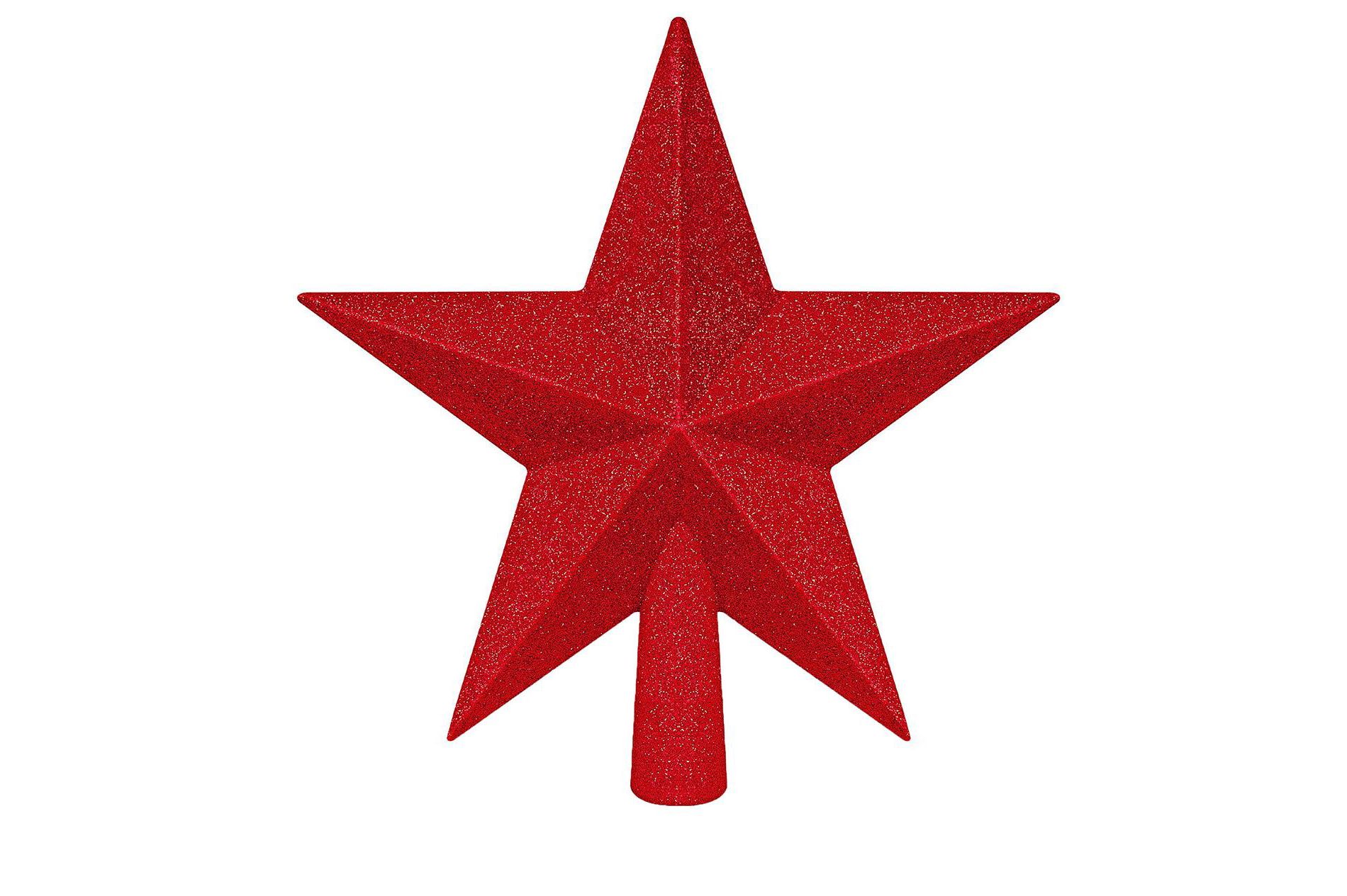 Aoibox 8 Inch Red Glitter 3D Star Christmas Tree Topper Waterproof Shatter Proof Plastic for 4 to 8 ft Trees Holiday Indoor Outdoor Decor 1 Piece