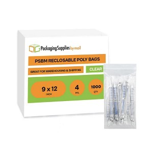 PSBM 1000 Clear 9" x 12" 4 Mil Re-closable Plastic Poly Bags for Jewelry and Storage - 1 of 4