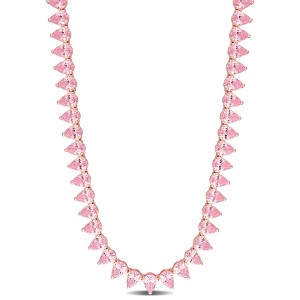 EVERLY JEWELRY | Rose Plated Sterling Silver 44.5 CT TGW Pink Cubic Zirconia Stackable Tennis Necklace - 18 inch - 1 of 4