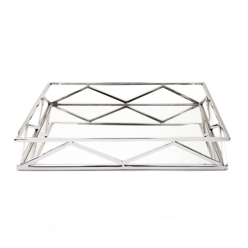 Classic Touch Oblong Mirror Tray with V Design, 1 of 3
