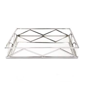 Classic Touch Oblong Mirror Tray with V Design