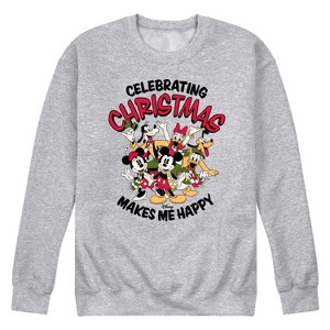 Men's - Disney - Celebrating Christmas Mickey Minnie Goofy Pluto Donald and Daisy Graphic Fleece Sweatshirt - 1 of 4