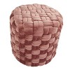 Sapphtopaz Modern Braided Ottoman with Velvet Upholstered Versatile Pouf Small Foot Stool Foam Shoe Bench for Living Room, Entryway - 3 of 4