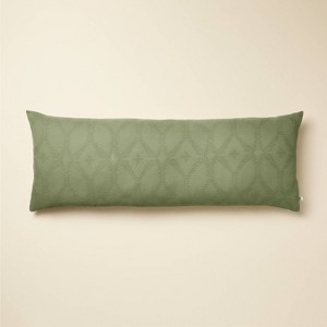 14"x36" Trellis Pattern Lumbar Bed Pillow Sage Green - Hearth & Hand™ with Magnolia - 1 of 4