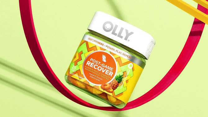 OLLY Post-Game Recover Gluten Free Gummies with Vitamin D, Turmeric &#38; Electrolyte Dietary Supplements - Pineapple Flavor - 25ct, 2 of 8, play video