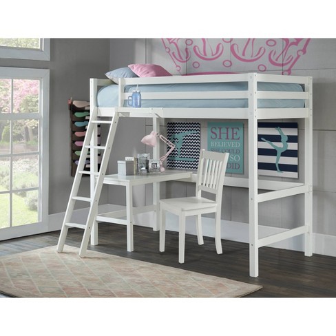 Kids Twin Caspian Study Loft With Hanging Nightstand White Hillsdale Furniture Target