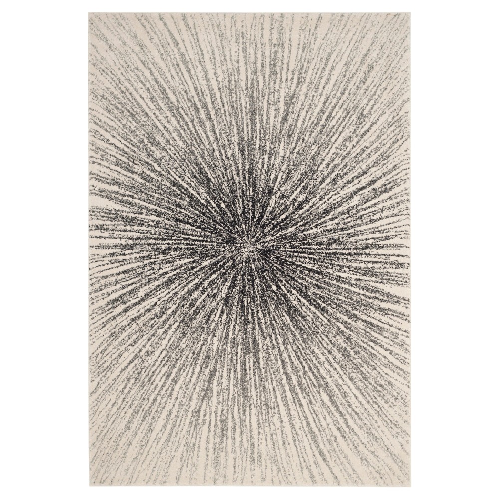 6'7inx9' Marcell Burst Area Rug Black/Ivory - Safavieh