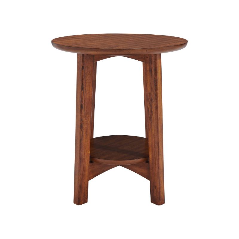 Monterey Round Mid Century Modern Wood End Table Chestnut - Alaterre Furniture, 1 of 7