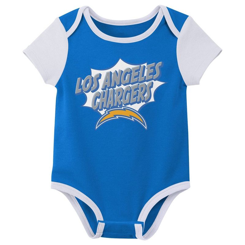 NFL Los Angeles Chargers Infant Boys&#39; 3pk Bodysuit, 4 of 5