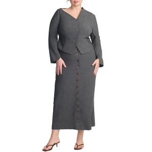 ELOQUII Women's Plus Size Maxi Skirt With Buttons - 1 of 4