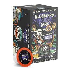 Bones Coffee Company Blueberry Blast Cake 12 ct Blueberry Pancakes Flavor Single-Serve Bones Cups Coffee Pods - 1 of 4