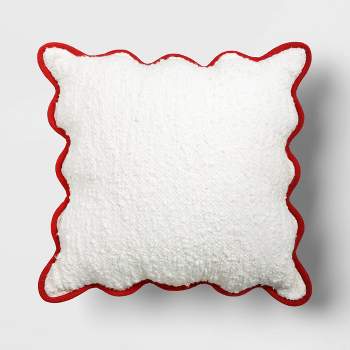 Oversize Faux Boucle with Scalloped Trim Square Throw Pillow - Threshold™