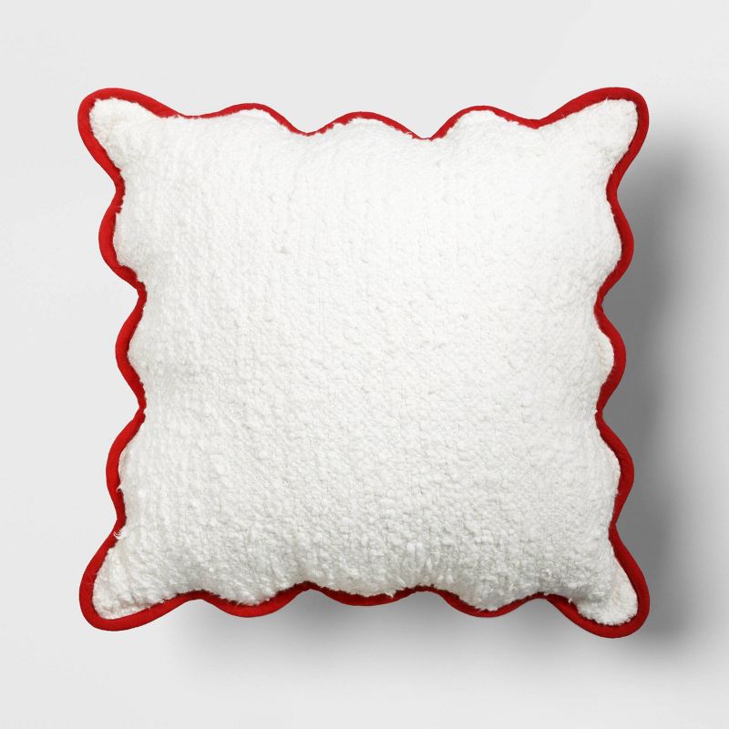 Oversize Faux Boucle with Scalloped Trim Square Throw Pillow - Threshold™, 1 of 6