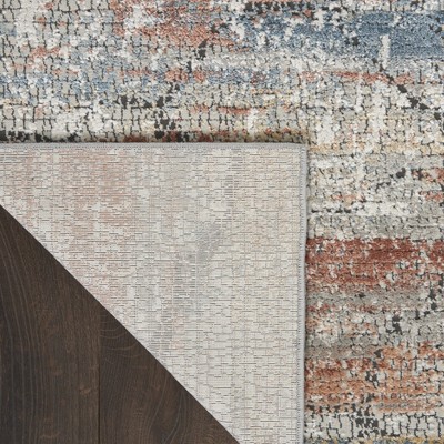 Rustic Textures 26" Multicolor Abstract Runner Rug
