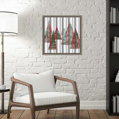 Festive Red and Green Christmas Tree Canvas Wall Art