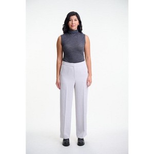 Lafidi Women’s High-Rise Straight Leg Pants – Elastic Waistband Work Trousers with Slash Pockets, Tailored Look - 1 of 4