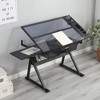 Vynxaria black adjustable tempered glass drafting printing table with chair - 3 of 4