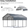 Real Relax Heavy Duty Metal Carport, Outdoor Garage Car Shelter Shade with Heavier Metal Frame, Galvanized Metal Roof for Car and Boats, Grey - 4 of 4