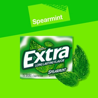 Spearmint Chewing Gum by EXTRA – Sugarfree Mint Gum, 15 Sticks, Great for Car, Purse, or Office