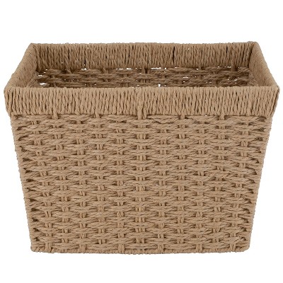 Large Beige Paper Rope Rectangular Storage Basket with Handles