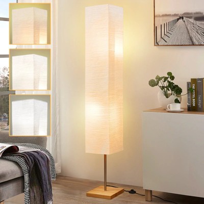 GTCLIGHTING Floor Lamp for Living Room, 3 Color Temperature Column Tall Lamp, Standing Lamp with Walnut Base Corner Floor Lamp for Bedroom, Office