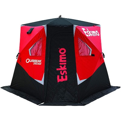 Eskimo 40250 Outbreak 250XD 3 Person 51 Square Feet Fishable Area Portable Insulated Pop Up Ice Fishing Tent Shelter with Carry Bag