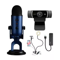 Blue Microphone Yeti USB Mic (Midnight Blue) Bundle with Logitech C922 Webcam