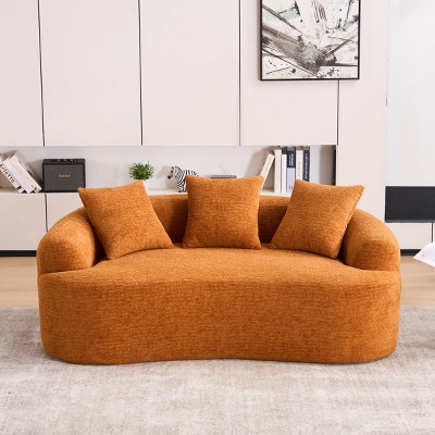 Compact Loveseat Sofa with Chenille Upholstery, No-Assembly Medium Firm Cushion for Small Spaces or Apartments-Maison Boucle