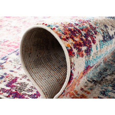 59" Red Synthetic Non-slip Rectangular Area Rug