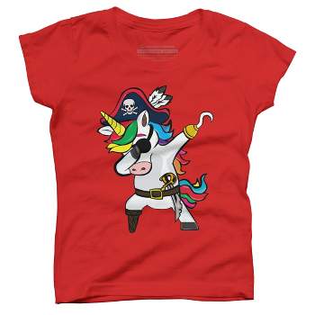 Girl's Design By Humans Dabbing Dance Pirate Unicorn Gifts Funny Halloween Costume Gift By lukesstore T-Shirt