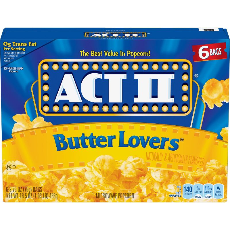 Act II Butter Lovers Microwave Popcorn - 6ct, 1 of 5