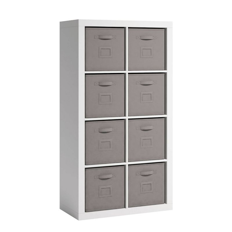 57.87&#34;8 Cubbies Stow Away Organizer White - Sauder: Modern Bookcase with Fixed Shelves & Fabric Bins, 1 of 4