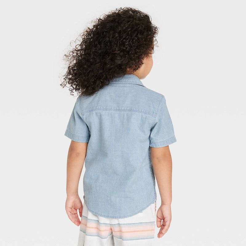 OshKosh B'gosh Toddler Boys' Short Sleeve Woven Chambray Shirt - Light Blue Denim, 2 of 4