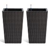 16 Inch Tall Planter Set of 2 Large Rattan Flower Pot with 2 Trays & a Water Level Monitor & Wheels Outdoor and Indoor for Patio,Porch - 2 of 4