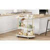 Rotating Kitchen Cart - Golden Cart, Wine Glass Bar Cart, Wine Rack Cart with Wheel, Glass Holder, 3 Tier Dining Room Gold Wine Bar Cart - 2 of 4