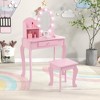 Toddler Vanity and Stool, Lighted Mirror Vanity for Little Girls, Makeup Play Table for Girls 3+ - 2 of 4